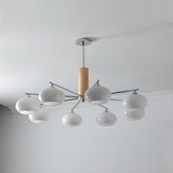 Mid Century Modern Glass Persimmon Chandelier Elliptical Pendant Light Fixture