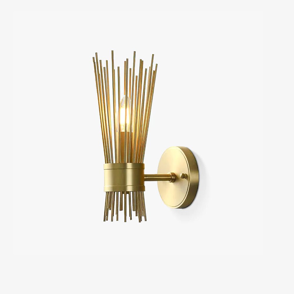 Mid Century Modern Gold Brass Candle Wall Sconce Set of 2 Indoor Wall Light