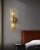 Mid Century Modern Gold Brass Candle Wall Sconce Set of 2 Indoor Wall Light
