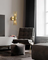 Mid Century Modern Gold Brass Candle Wall Sconce Set of 2 Indoor Wall Light