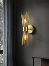 Mid Century Modern Gold Brass Candle Wall Sconce Set of 2 Indoor Wall Light