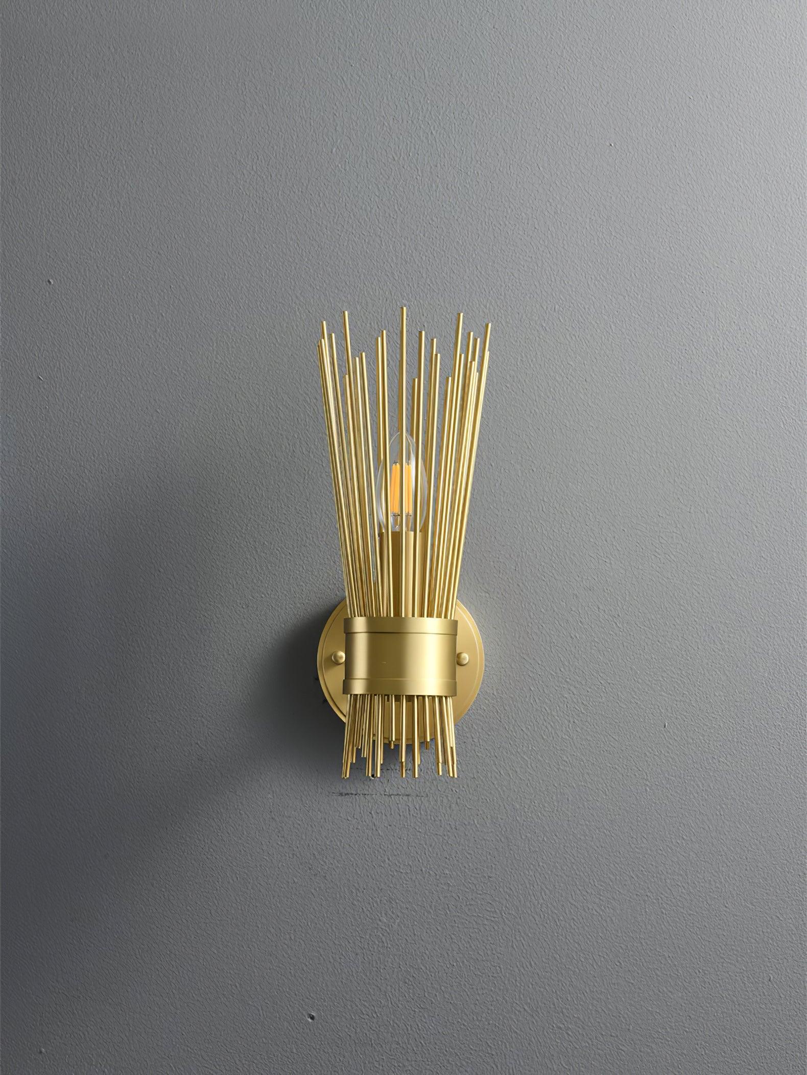 Mid Century Modern Gold Brass Candle Wall Sconce Set of 2 Indoor Wall Light