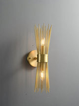 Mid Century Modern Gold Brass Candle Wall Sconce Set of 2 Indoor Wall Light