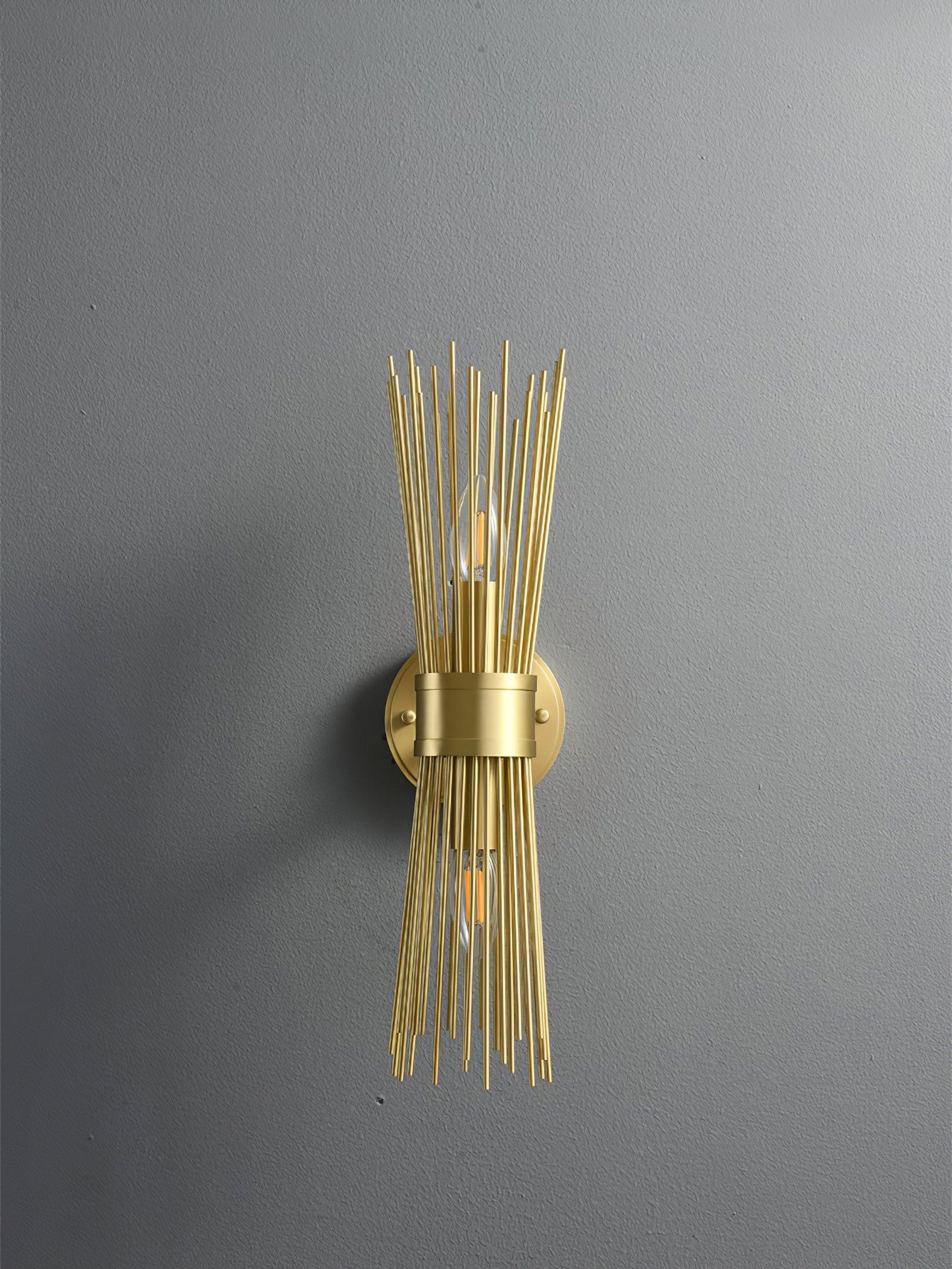Mid Century Modern Gold Brass Candle Wall Sconce Set of 2 Indoor Wall Light