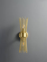 Mid Century Modern Gold Brass Candle Wall Sconce Set of 2 Indoor Wall Light