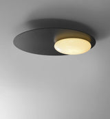 Mid Century Modern Nodes Geometric Wall Sconce with Milk Glass Globe and Metal Disc Lighting