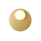 Mid Century Modern Nodes Geometric Wall Sconce with Milk Glass Globe and Metal Disc Lighting