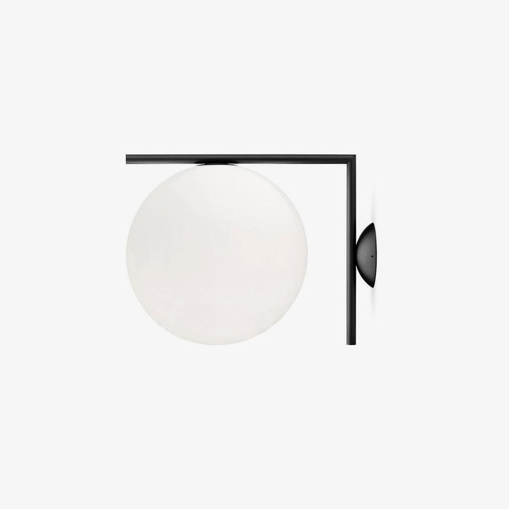 Mid Century Modern Opal Glass Globe Wall Sconce Lamp in Black and Gold