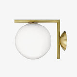 Mid Century Modern Opal Glass Globe Wall Sconce Lamp in Black and Gold