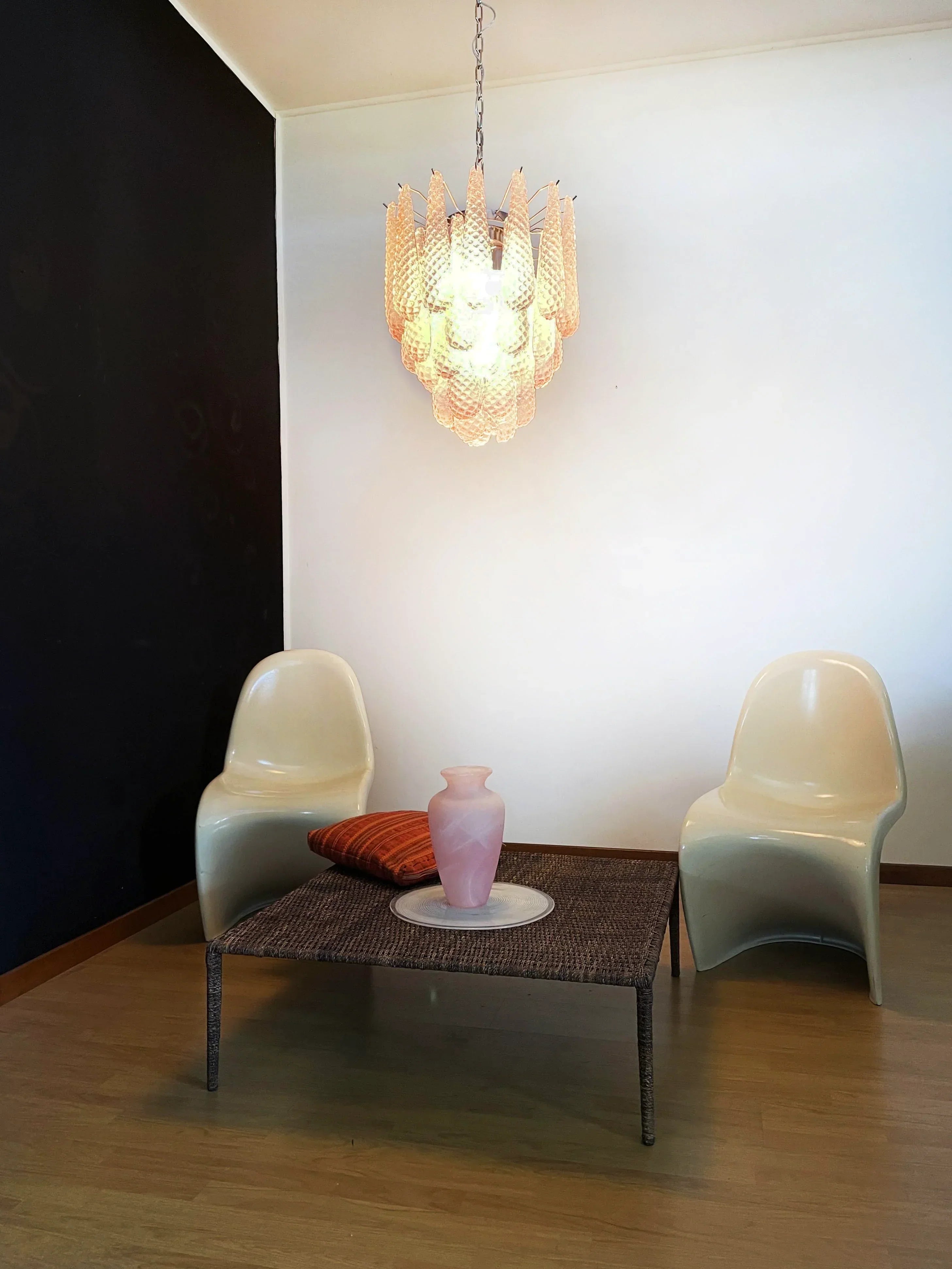 mid-century-modern-pink-glass-petal-pendant-light-vintage-murano-style-chandelier