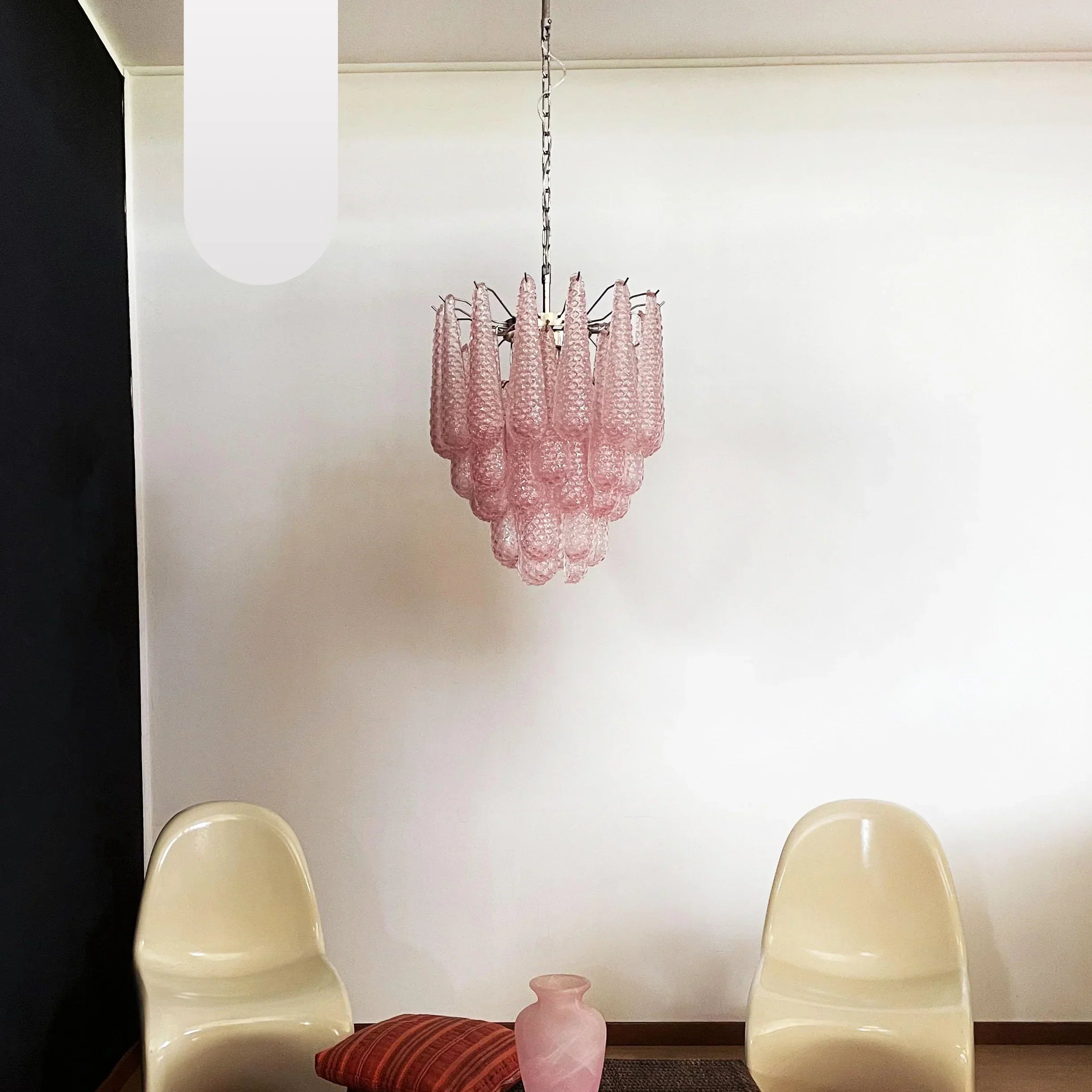 mid-century-modern-pink-glass-petal-pendant-light-vintage-murano-style-chandelier