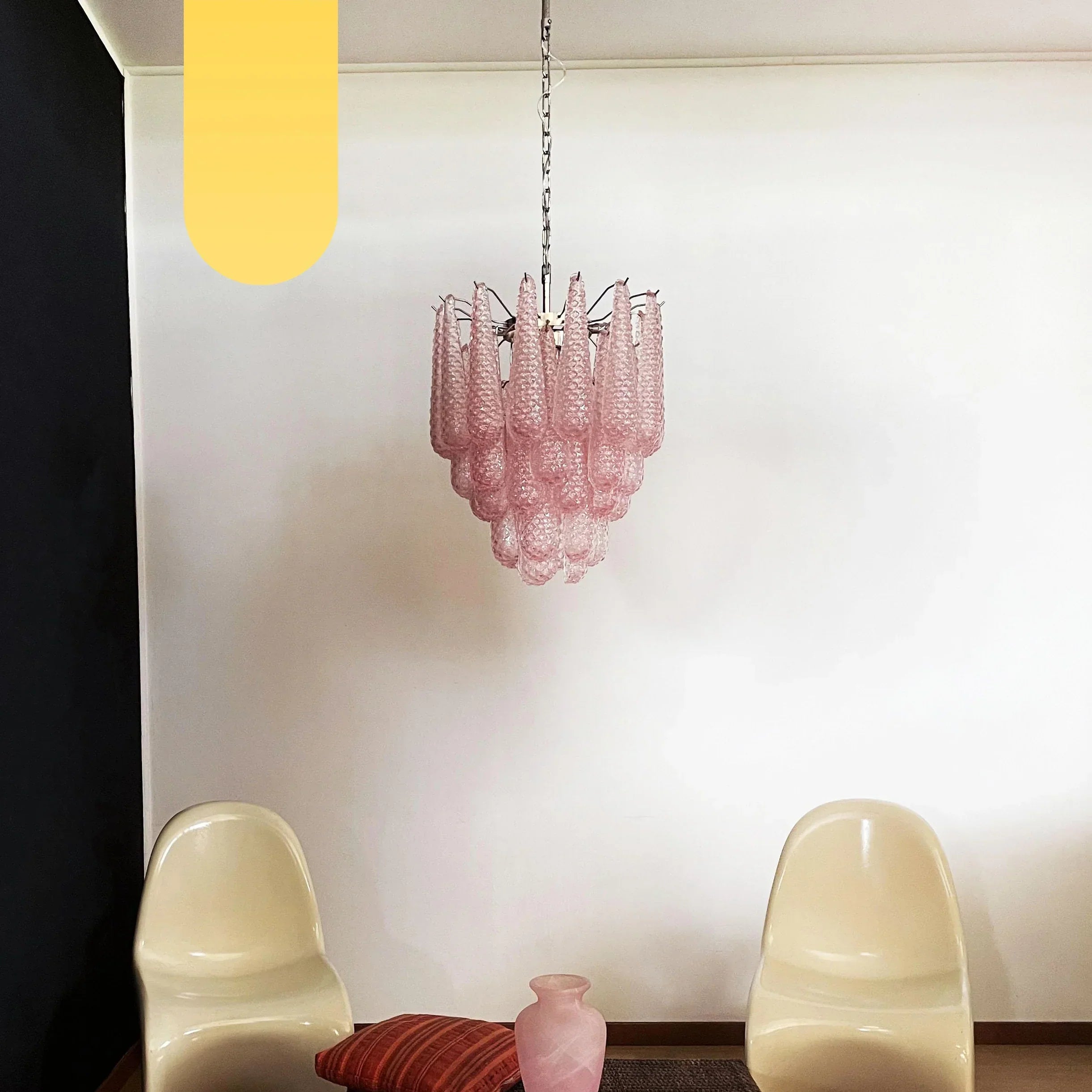 mid-century-modern-pink-glass-petal-pendant-light-vintage-murano-style-chandelier
