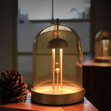 Mid Century Modern Rechargeable Smoked Glass Dome Table Lamp for Bedside Ambient Lighting