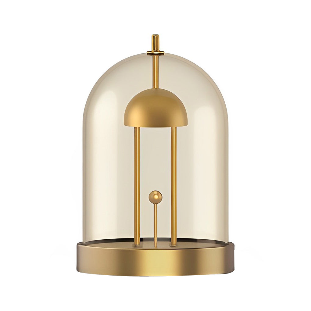 Mid Century Modern Rechargeable Smoked Glass Dome Table Lamp for Bedside Ambient Lighting