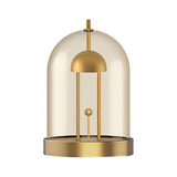 Mid Century Modern Rechargeable Smoked Glass Dome Table Lamp for Bedside Ambient Lighting
