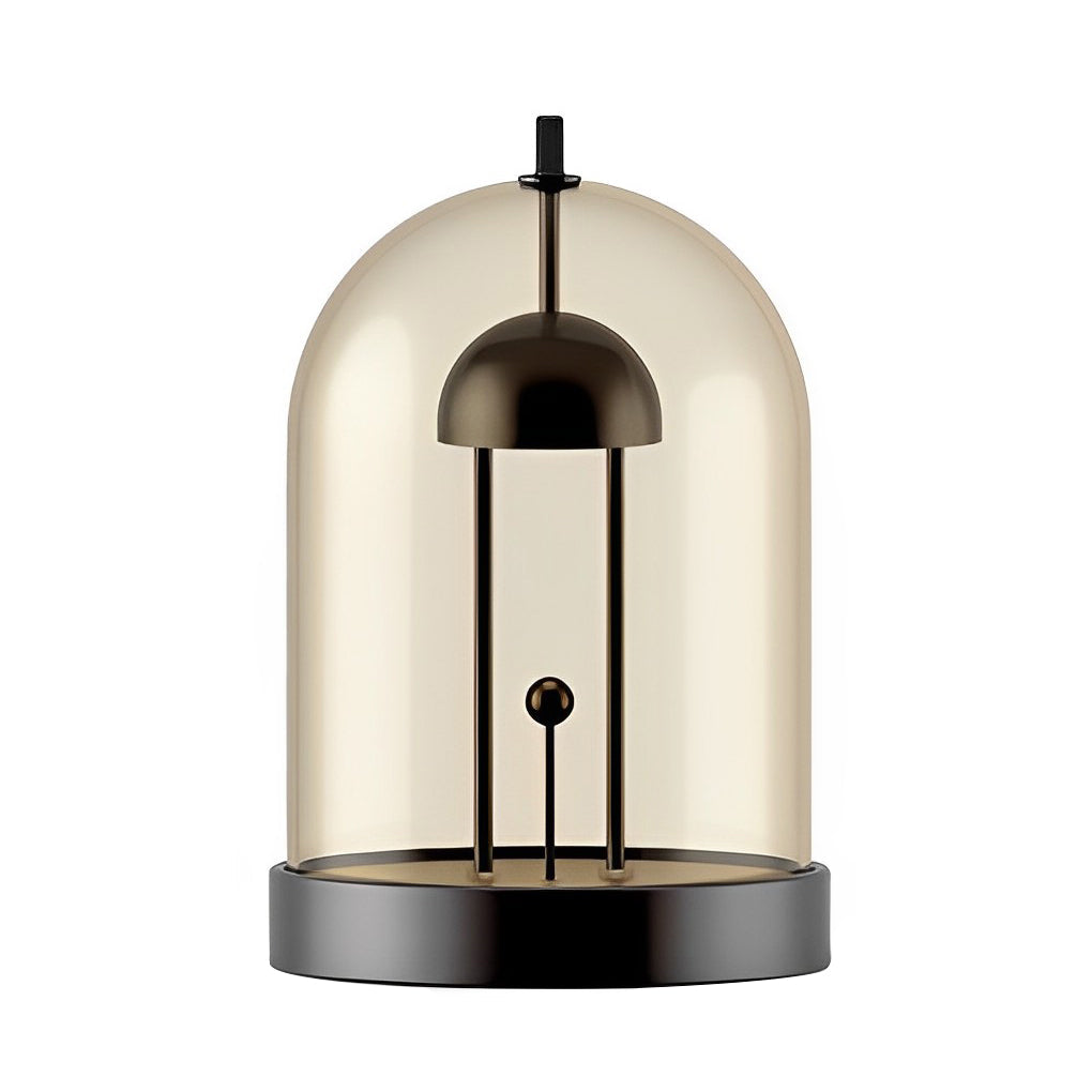 Mid Century Modern Rechargeable Smoked Glass Dome Table Lamp for Bedside Ambient Lighting