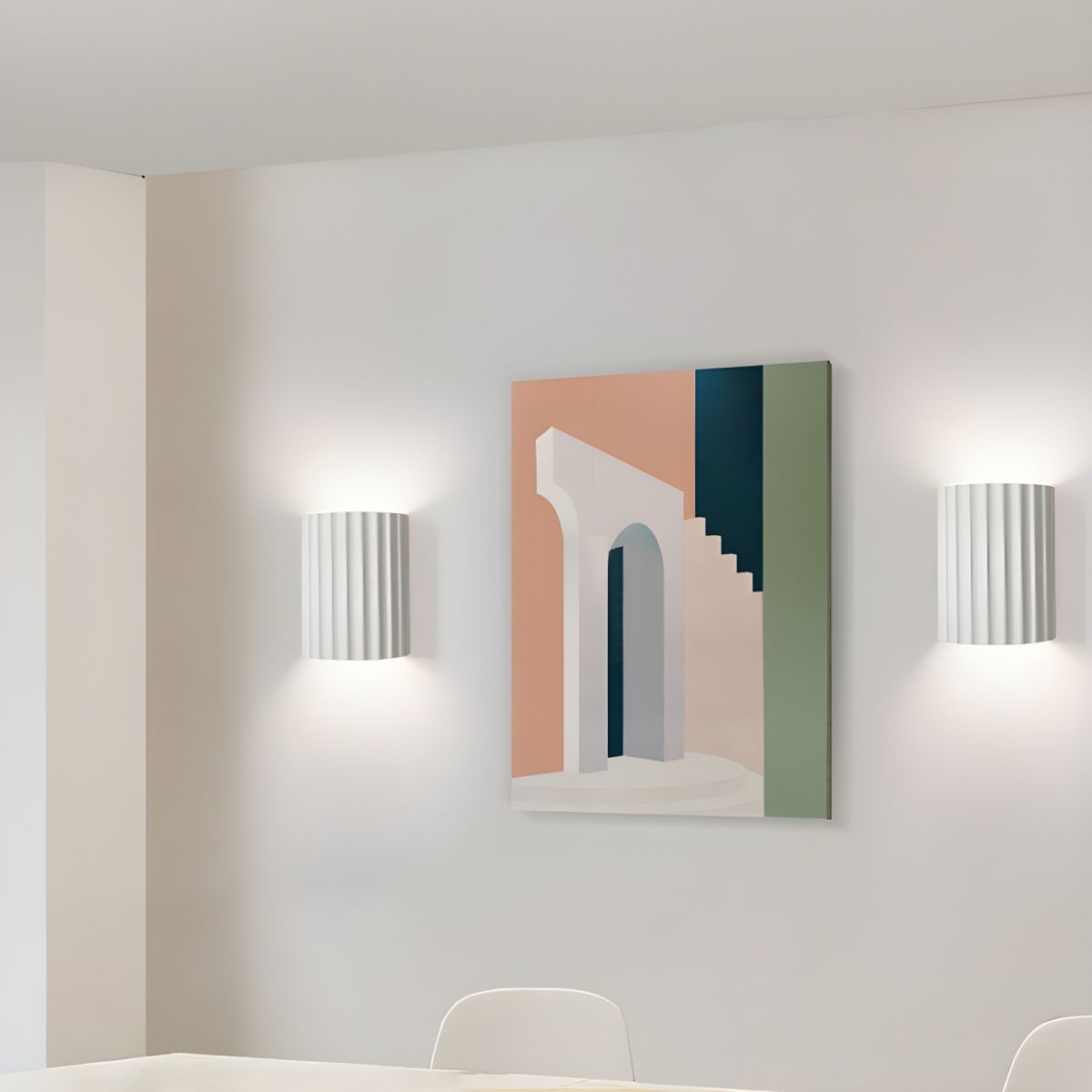 Mid Century Modern Ribbed Resin Wall Sconce Light for Living Room and Bedroom