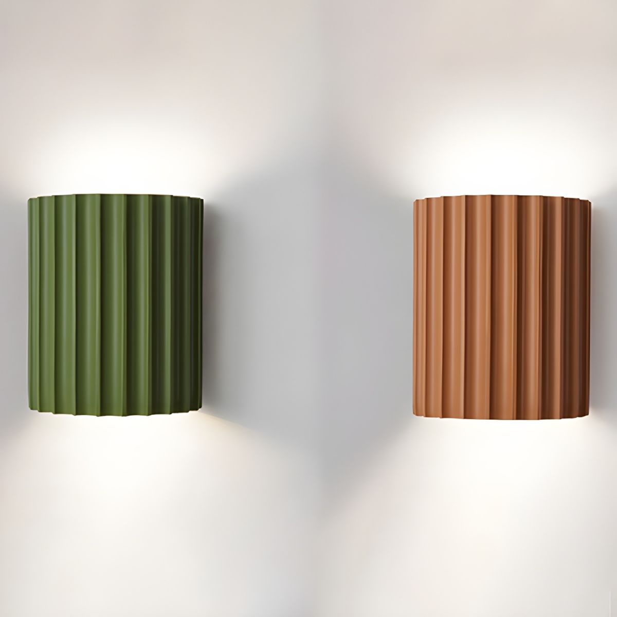 Mid Century Modern Ribbed Resin Wall Sconce Light for Living Room and Bedroom
