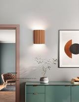 Mid Century Modern Ribbed Resin Wall Sconce Light for Living Room and Bedroom