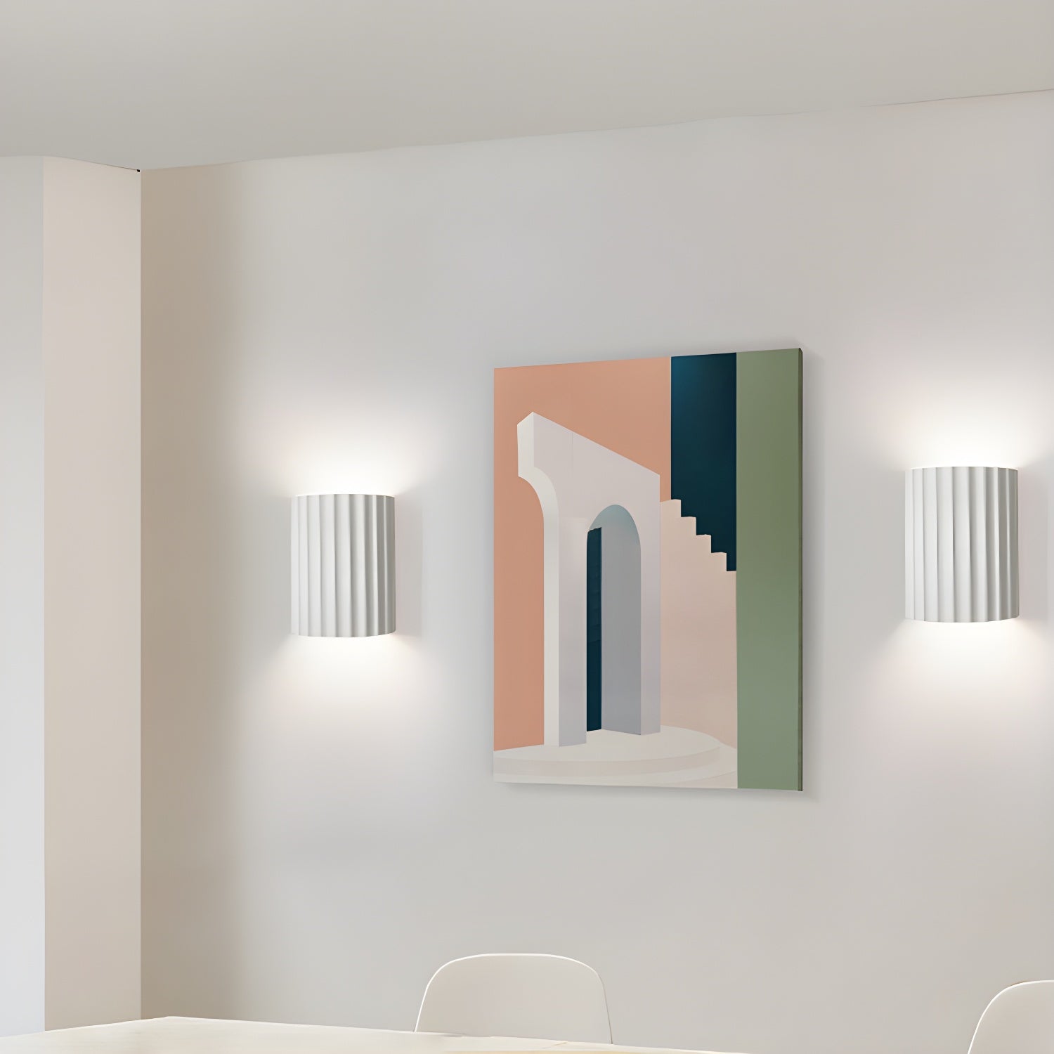 Mid Century Modern Ribbed Resin Wall Sconce Light for Living Room and Bedroom