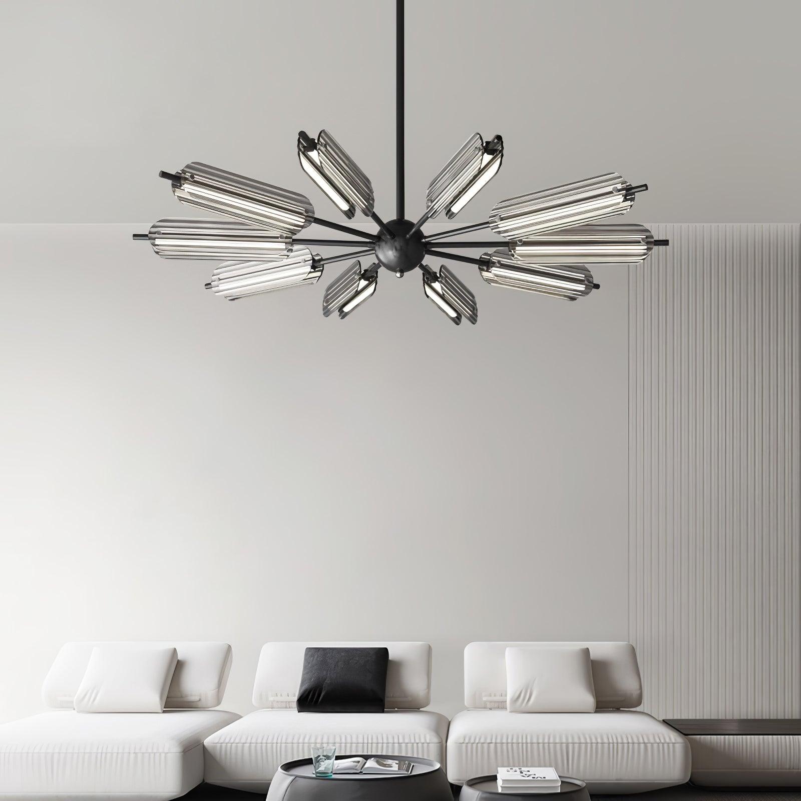 Mid Century Modern Sputnik Brass Chandelier LED Ceiling Light for Contemporary Interiors