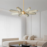 Mid Century Modern Sputnik Brass Chandelier LED Ceiling Light for Contemporary Interiors