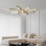 Mid Century Modern Sputnik Brass Chandelier LED Ceiling Light for Contemporary Interiors