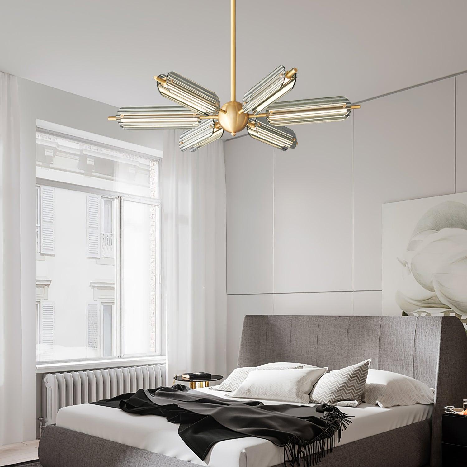 Mid Century Modern Sputnik Brass Chandelier LED Ceiling Light for Contemporary Interiors