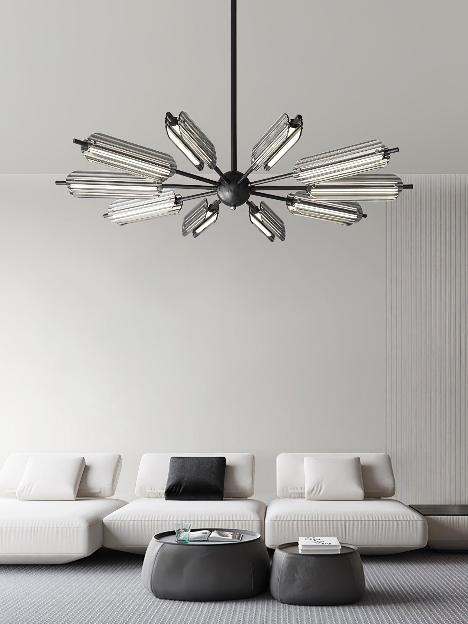 Mid Century Modern Sputnik Brass Chandelier LED Ceiling Light for Contemporary Interiors