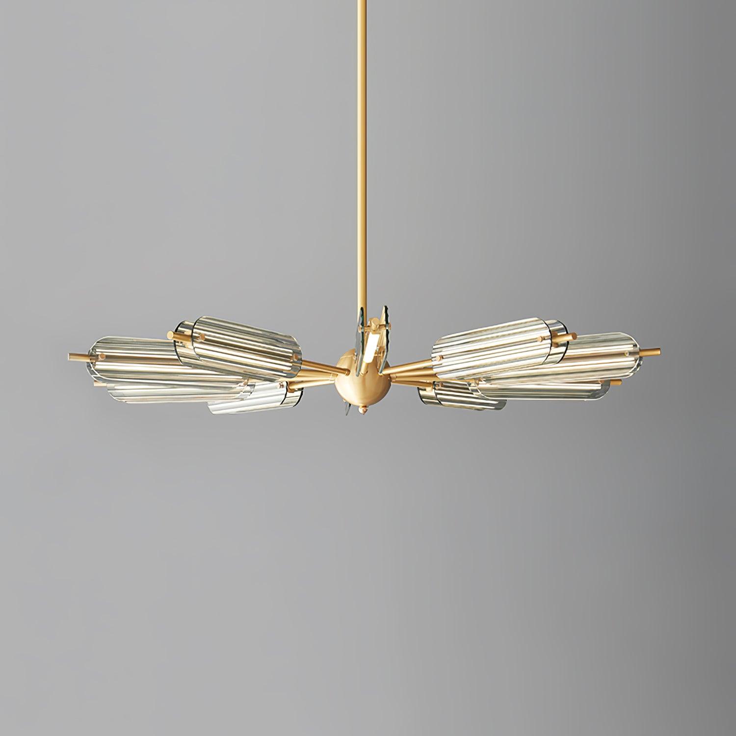 Mid Century Modern Sputnik Brass Chandelier LED Ceiling Light for Contemporary Interiors