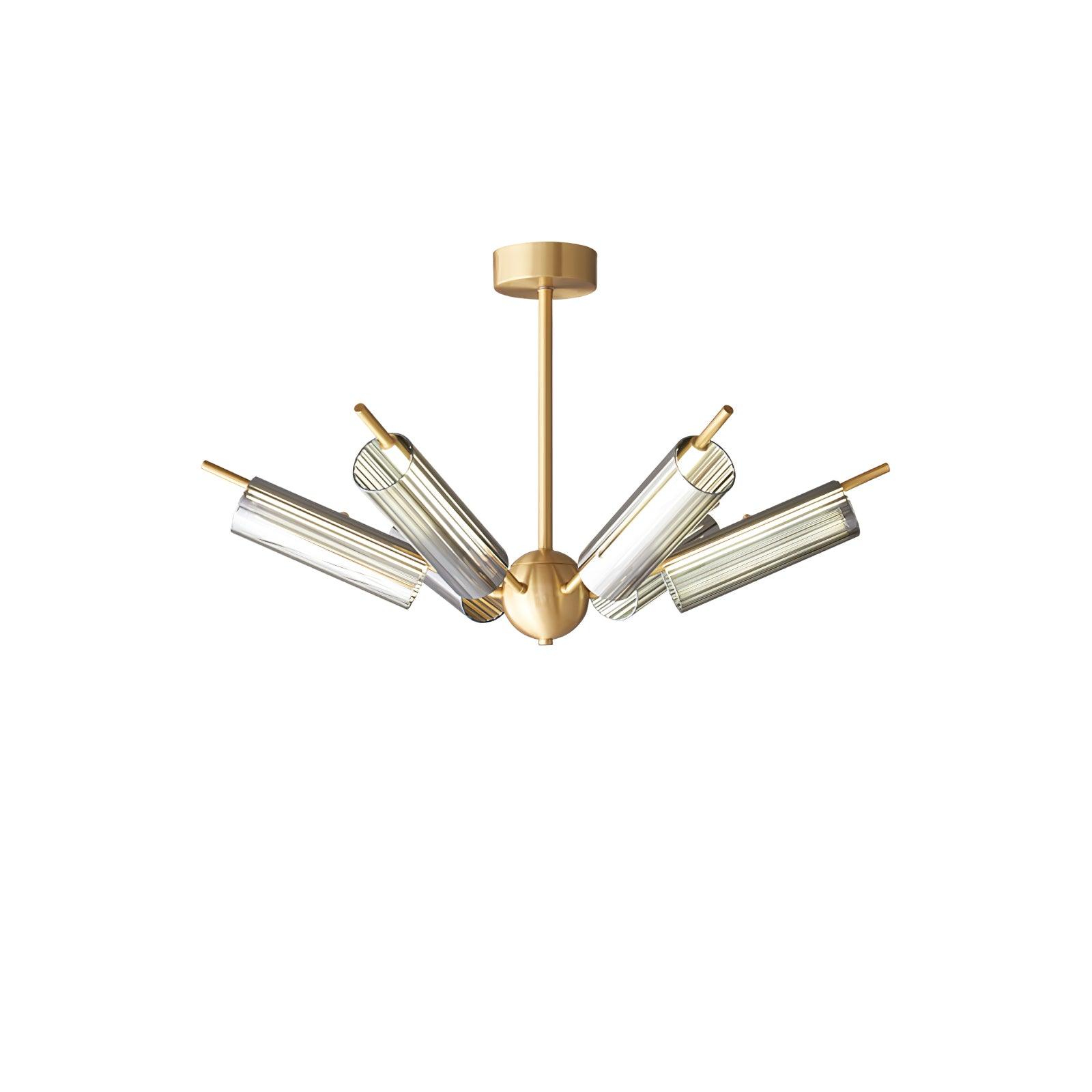 Mid Century Modern Sputnik Brass Chandelier LED Ceiling Light for Contemporary Interiors