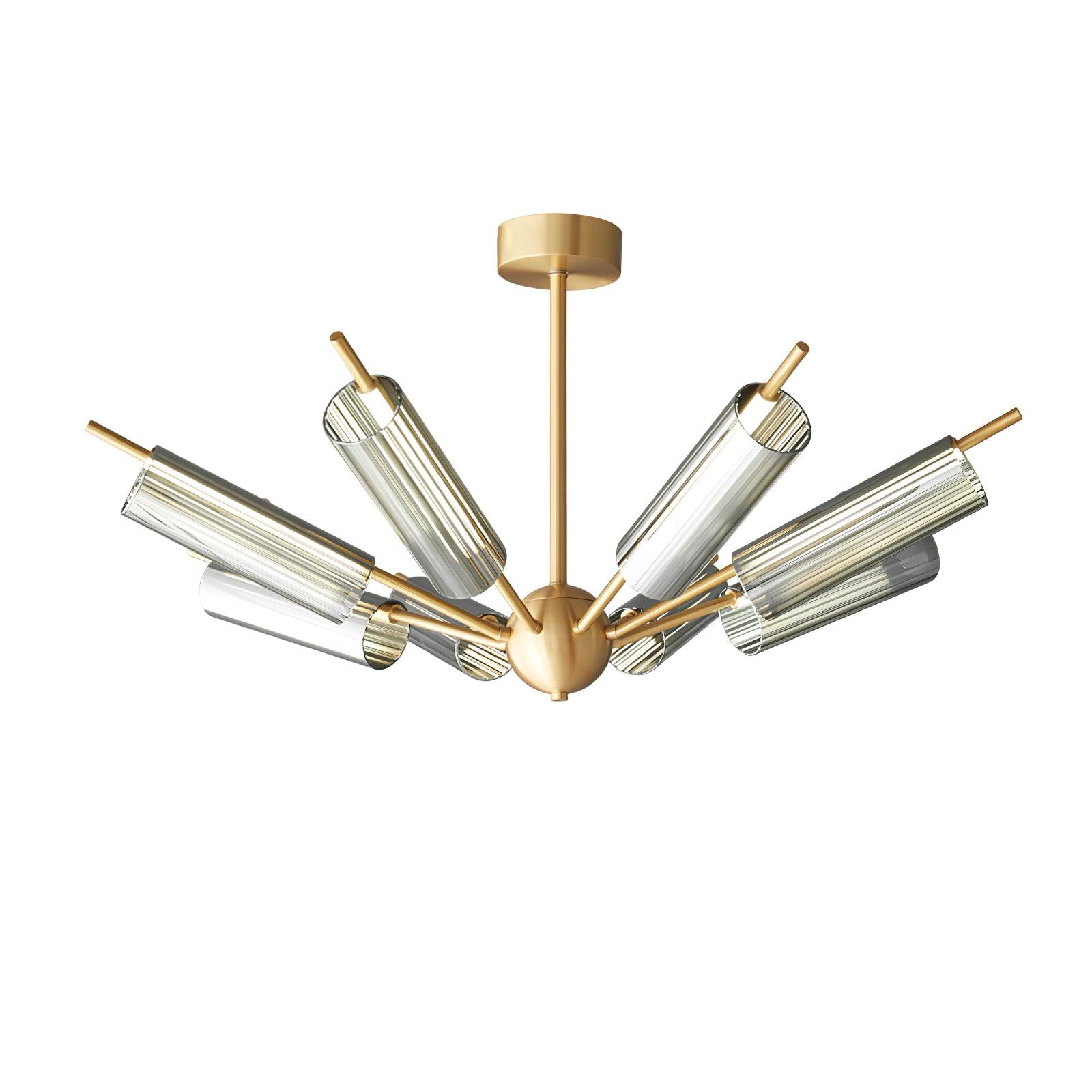 Mid Century Modern Sputnik Brass Chandelier LED Ceiling Light for Contemporary Interiors