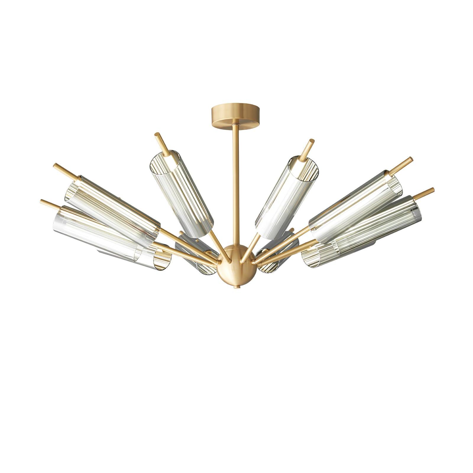 Mid Century Modern Sputnik Brass Chandelier LED Ceiling Light for Contemporary Interiors