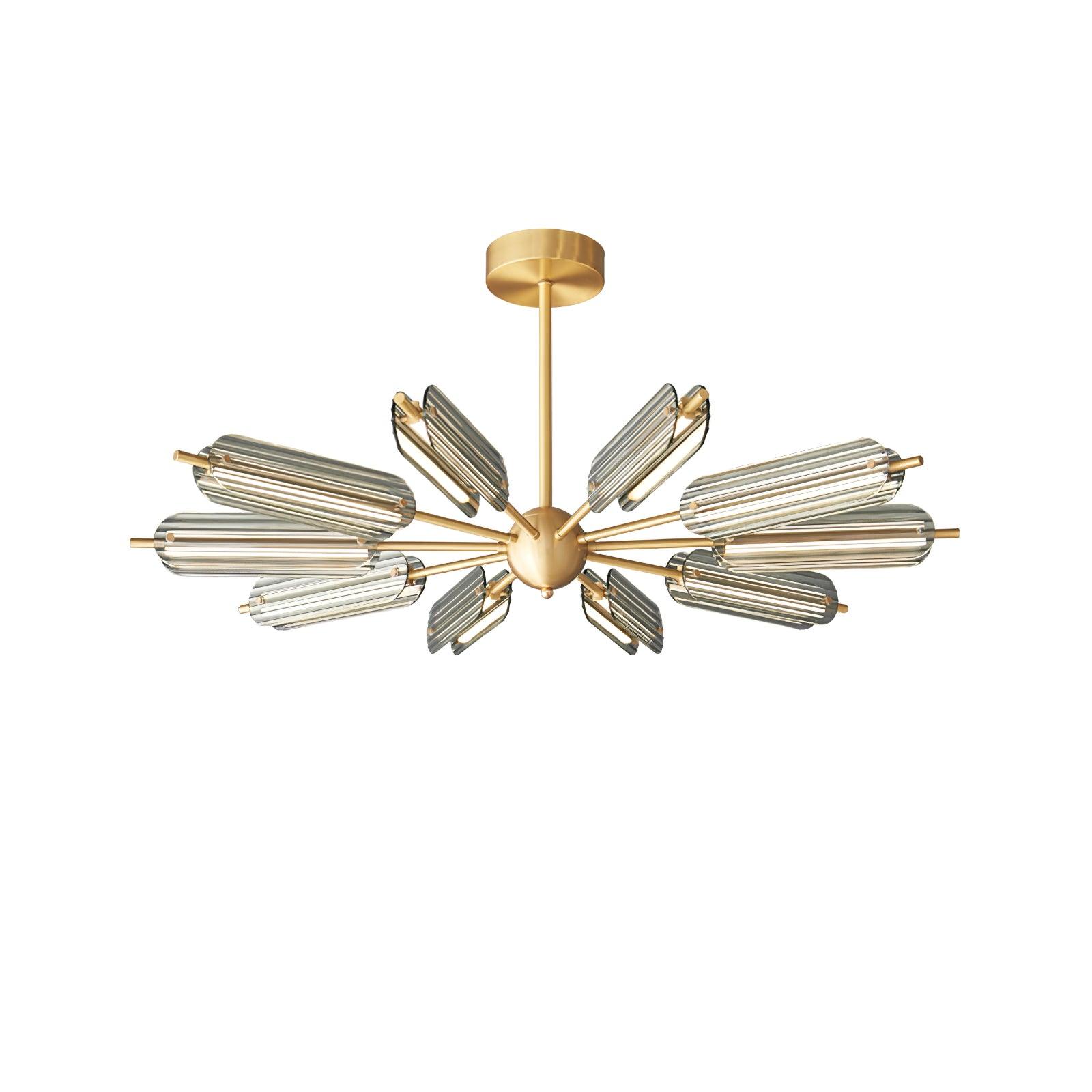 Mid Century Modern Sputnik Brass Chandelier LED Ceiling Light for Contemporary Interiors