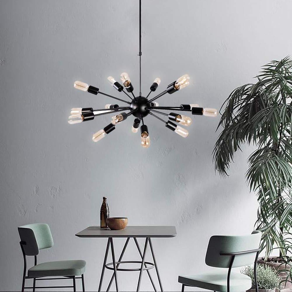 Mid Century Modern Sputnik Chandelier 18 Light Industrial Metal Ceiling Fixture for Dining and Living Room