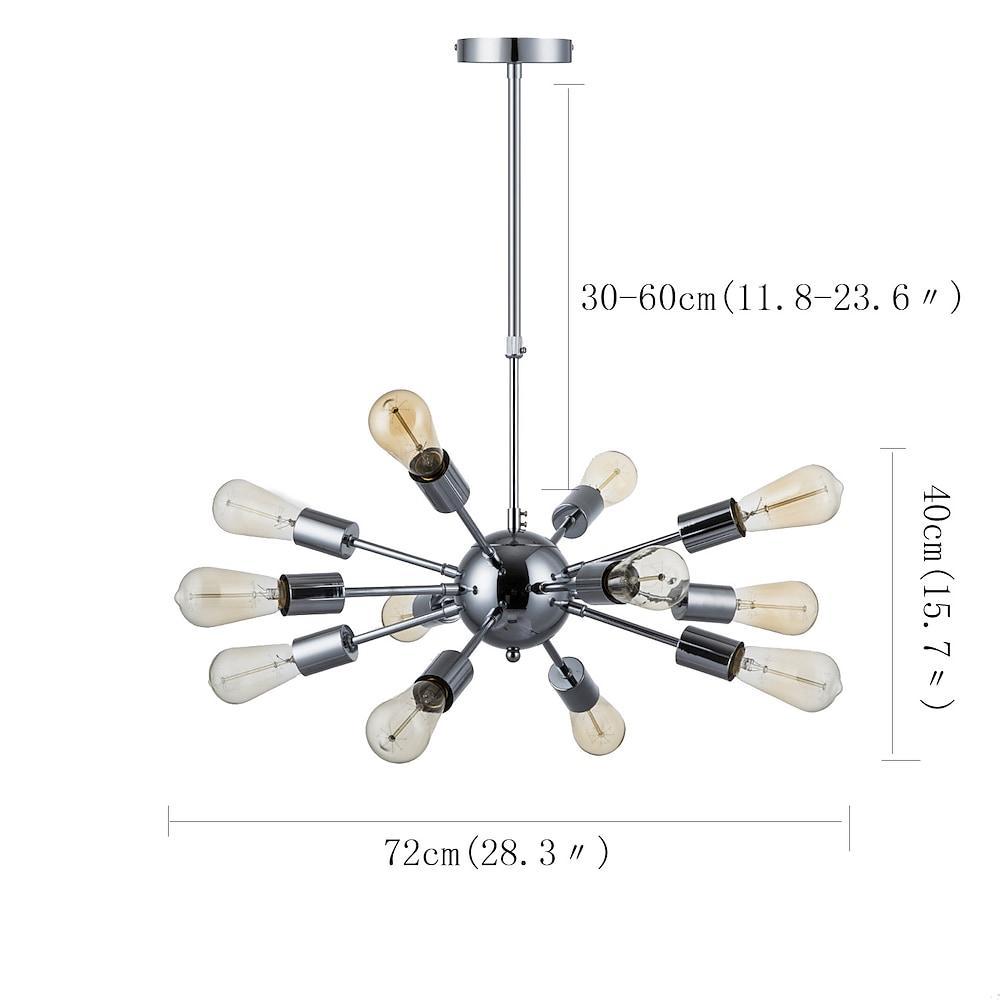 Mid Century Modern Sputnik Chandelier 18 Light Industrial Metal Ceiling Fixture for Dining and Living Room