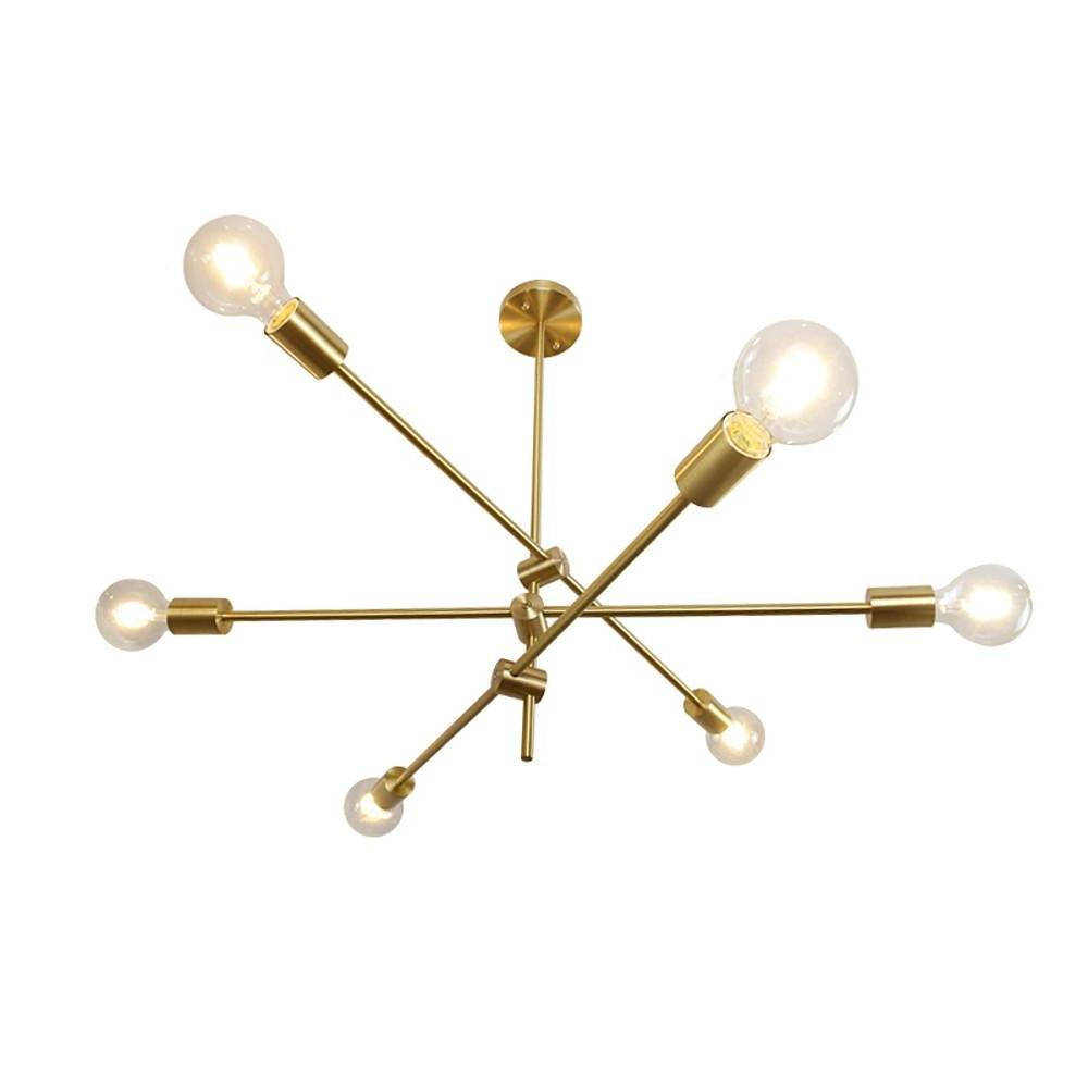 Mid Century Modern Sputnik Chandelier 6 Light Semi Flush Mount Ceiling Fixture
