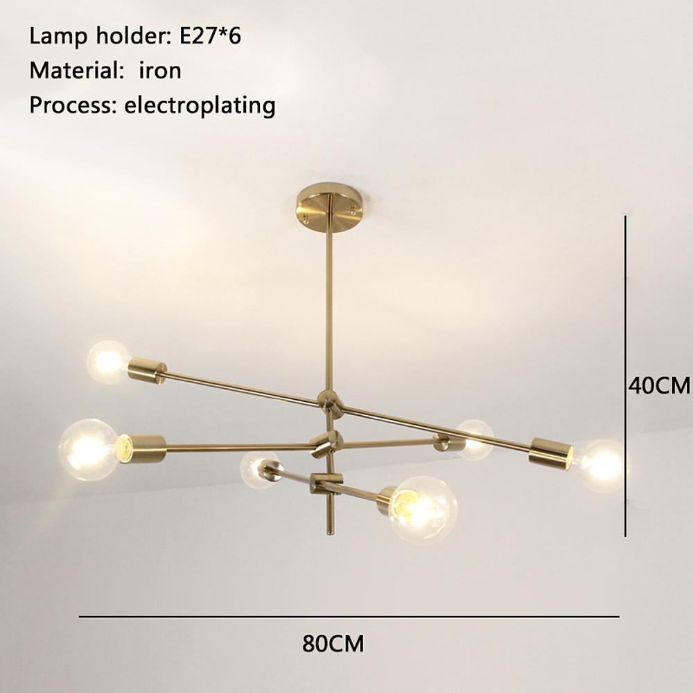 Mid Century Modern Sputnik Chandelier 6 Light Semi Flush Mount Ceiling Fixture