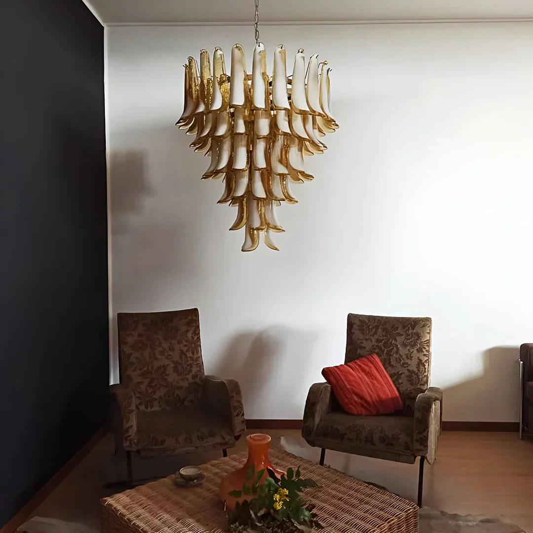 mid-century-murano-style-caramel-glass-petals-chandelier-for-living-and-dining-room