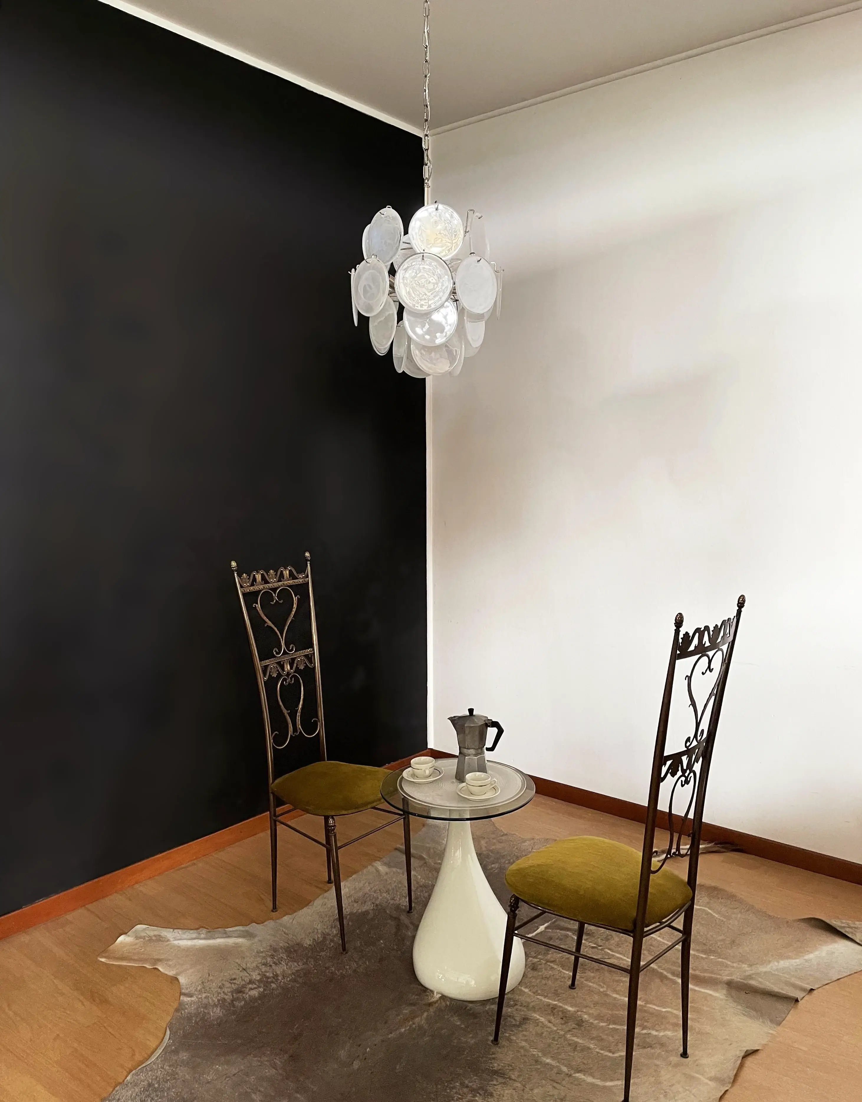mid-century-murano-style-white-glass-disk-chandelier-with-polished-metal-finish