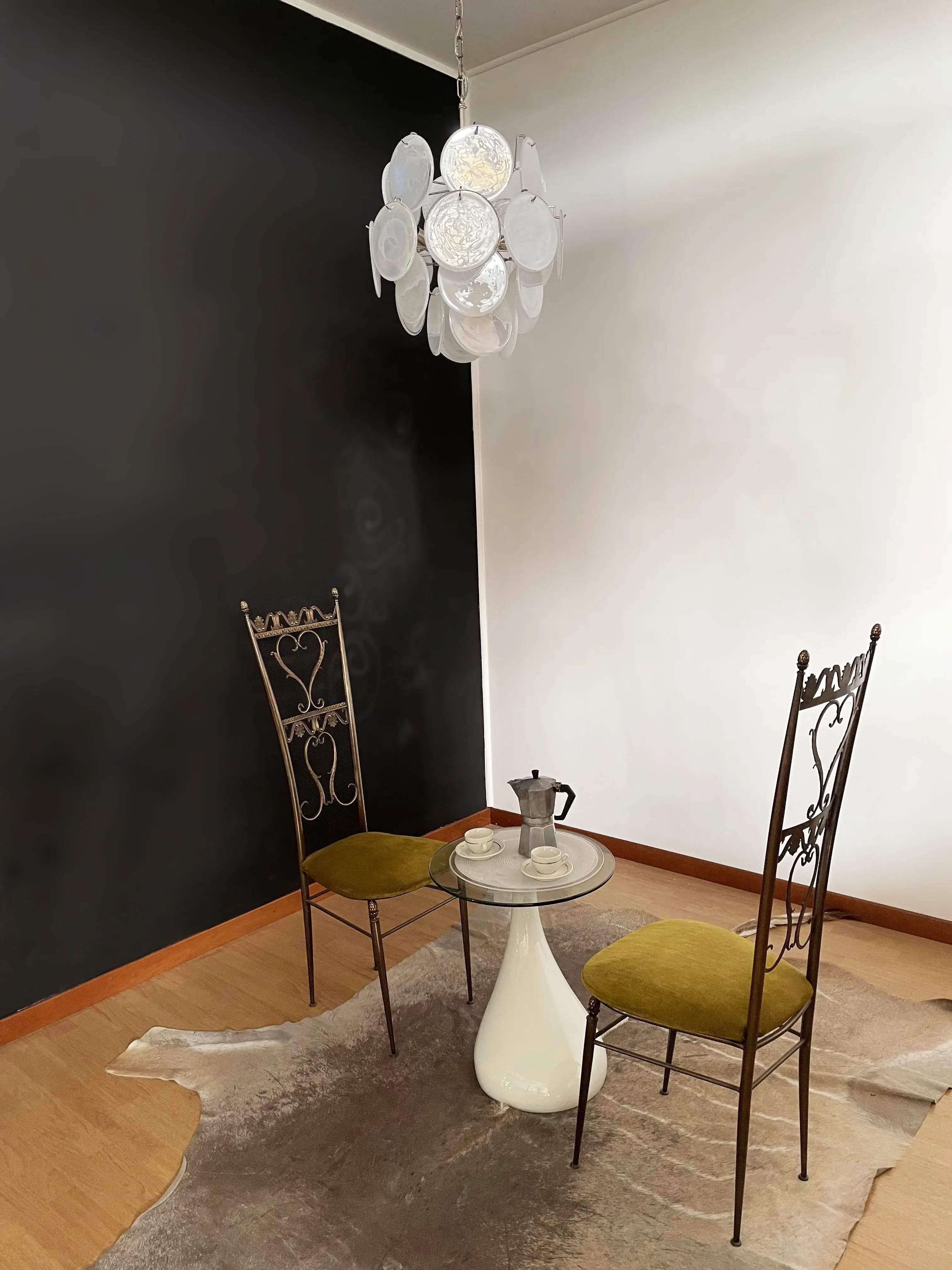 mid-century-murano-style-white-glass-disk-chandelier-with-polished-metal-finish