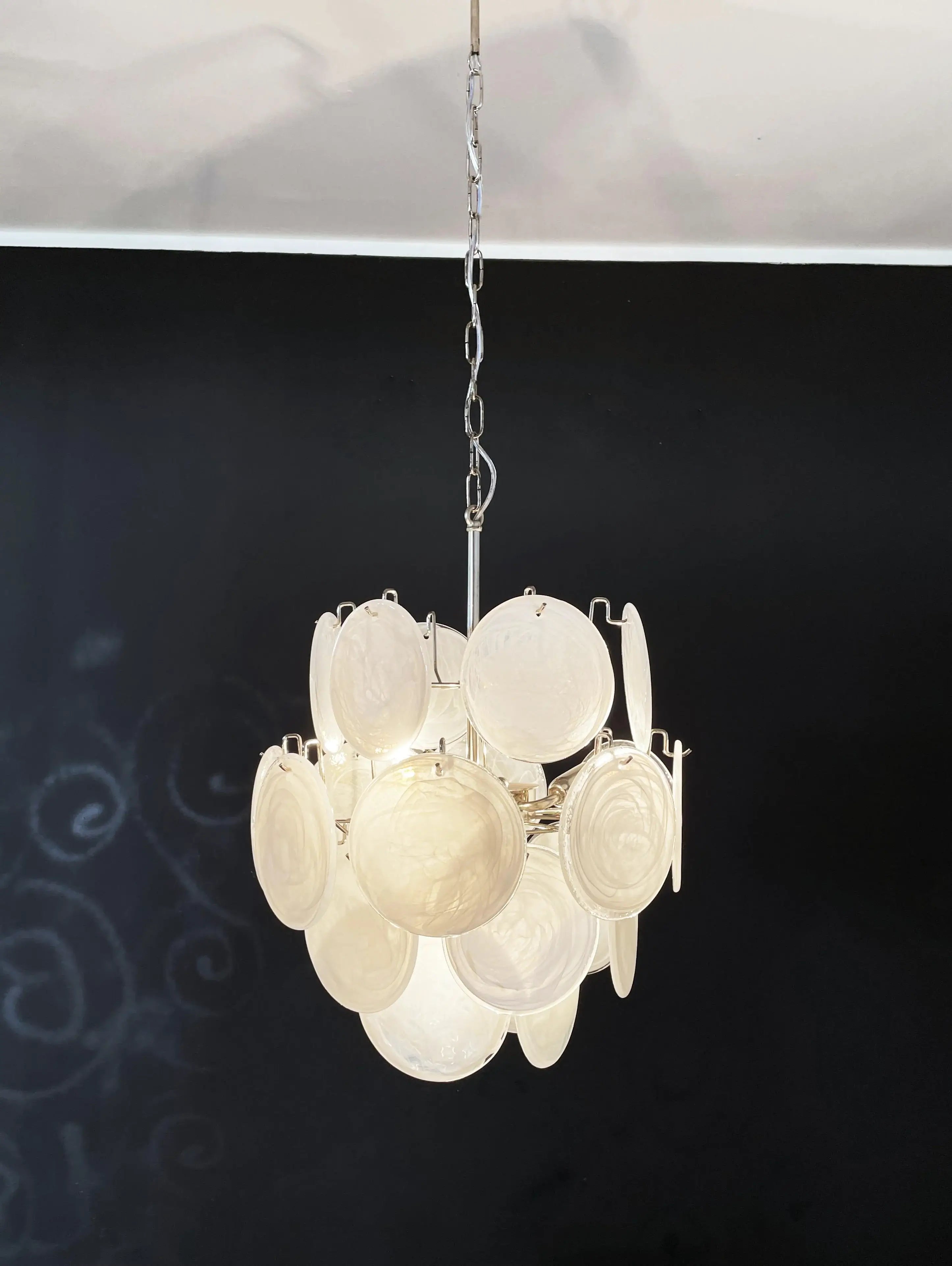 mid-century-murano-style-white-glass-disk-chandelier-with-polished-metal-finish