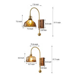 Mid Century Vintage Brass Wall Sconce with Water Ripple Glass Shade and Walnut Wood Base