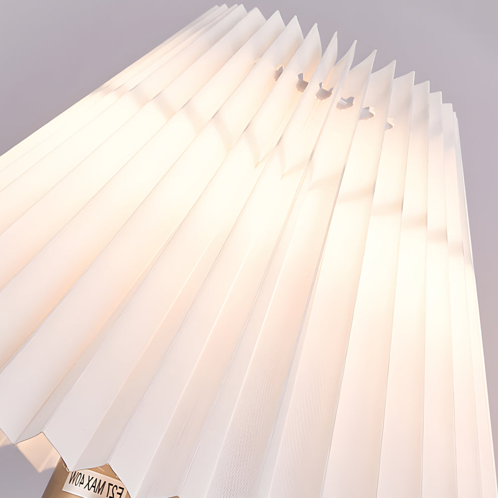 Mid Century Vintage Pleated Fabric Shade Wall Sconce with Dimmable LED Light and Metallic Armed Base