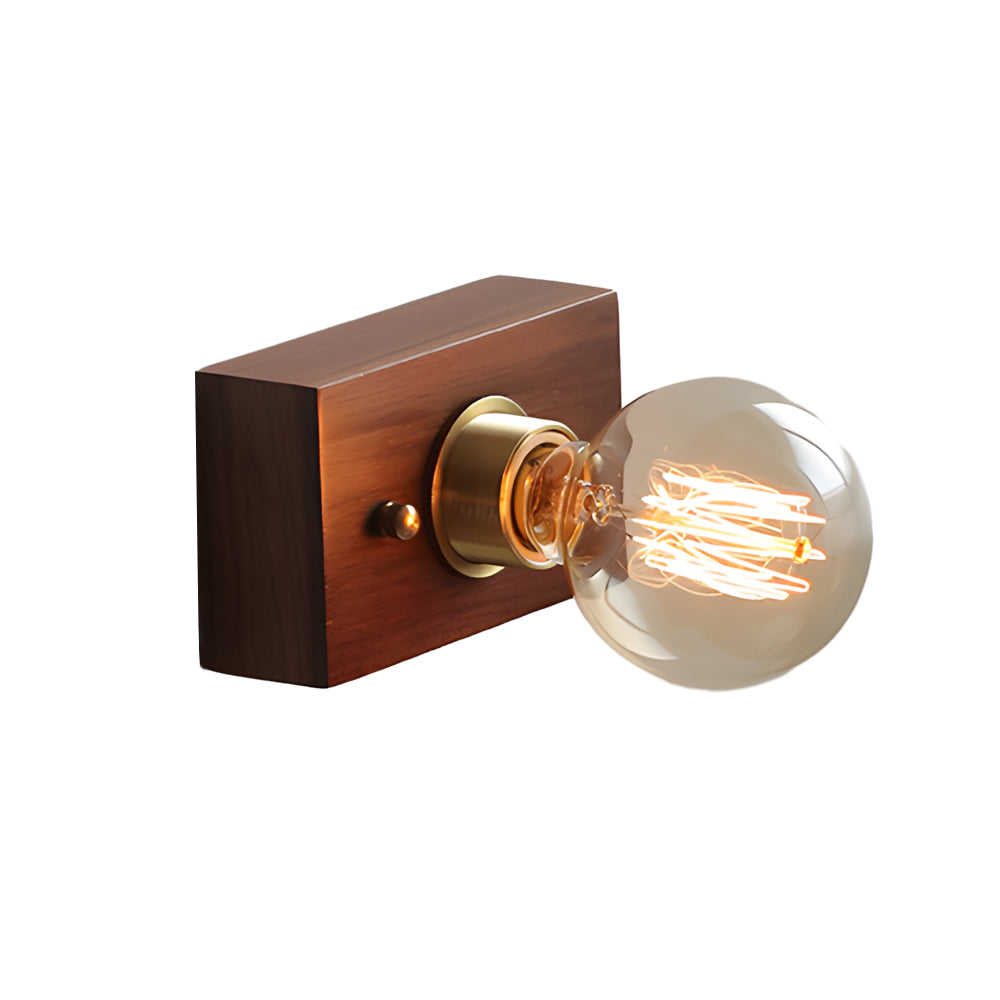 Mid Century Walnut Wood Wall Lamp with Pull Chain Switch for Bedside and Bedroom Lighting
