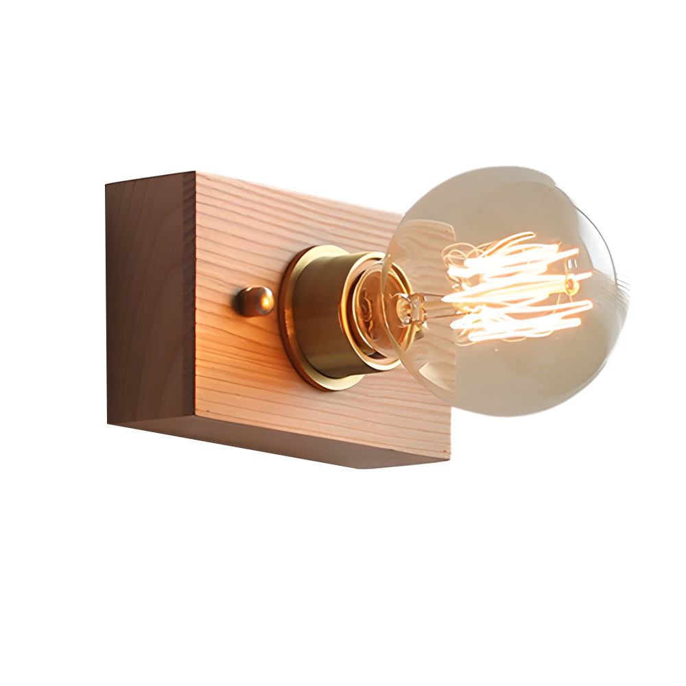 Mid Century Walnut Wood Wall Lamp with Pull Chain Switch for Bedside and Bedroom Lighting