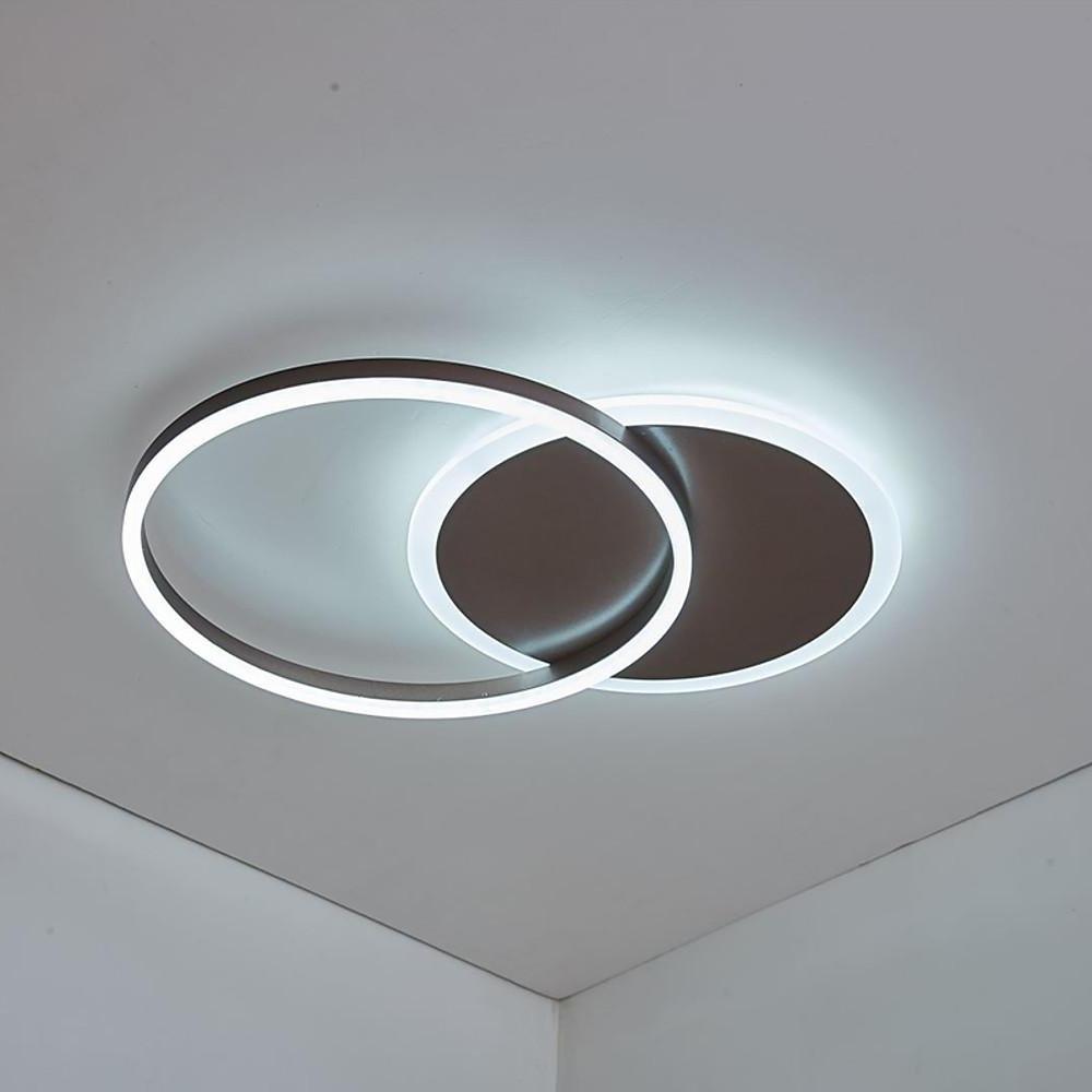 Modern 22 Inch Double Ring LED Flush Mount Ceiling Light Fixture for Living Room and Bedroom