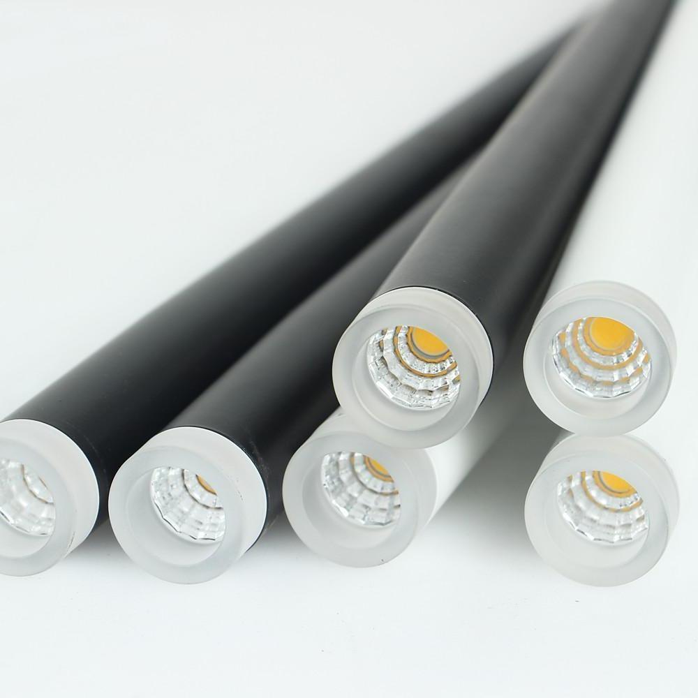 Minimalist 3 Light Modern LED Chandelier with Slim Metal Tubes and Eye Protection Acrylic Shades
