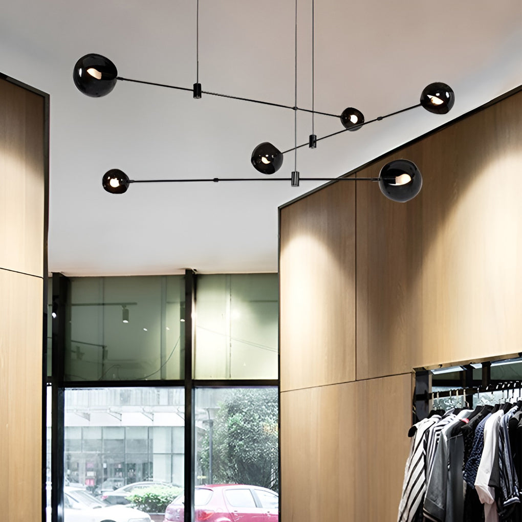 Minimalist Black Geometric Linear Chandelier for Modern Dining Room Island