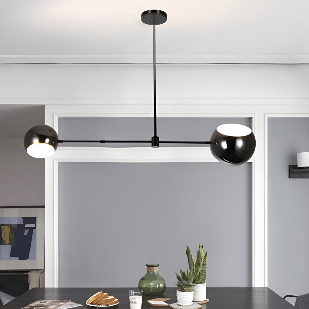 Minimalist Black Geometric Linear Chandelier for Modern Dining Room Island
